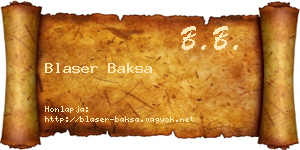 Blaser Baksa névjegykártya